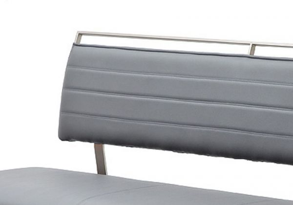 Sitzbank "Pescara" in Grau Kunstleder und Edelstahl Flachrohr Küchenbank mit Kufengestell Polsterbank 175 cm