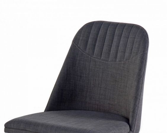 2 x Stuhl Elara in Grau Feingewebe und Edelstahl 4-Fuß konisch Rundrohr Esszimmerstuhl 2er Set