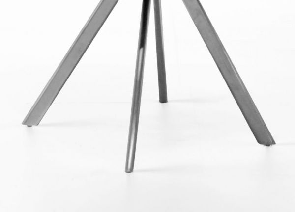 2 x Stuhl Elara in Grau Feingewebe und Edelstahl 4-Fuß drehbar Ovalrohr Esszimmerstuhl 2er Set mit Armlehne