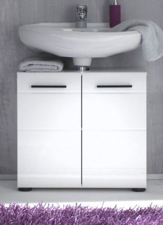 Badezimmer Waschbeckenunterschrank "Skin" in weiß Hochglanz Badschrank 60 x 56 cm