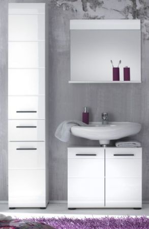 Badezimmer Waschbeckenunterschrank "Skin" in weiß Hochglanz Badschrank 60 x 56 cm
