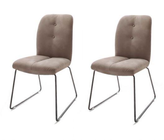 2 x Stuhl Tessera in Schlamm Kunstleder und Kufengestell Anthrazit lackiert Esszimmerstuhl 2er Set