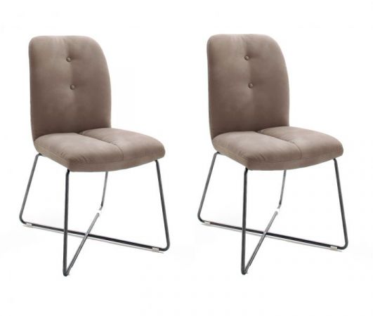 2 x Stuhl Tessera in Schlamm Kunstleder und X-Kufen Gestell Anthrazit lackiert Esszimmerstuhl 2er Set