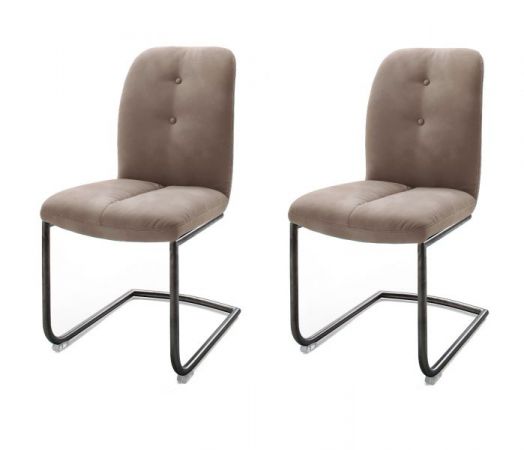 2 x Stuhl Tessera in Schlamm Kunstleder und Freischwinger Anthrazit lackiert Esszimmerstuhl 2er Set