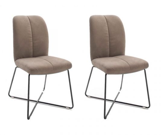 2 x Stuhl Tessera in Schlamm Kunstleder und X-Kufen Gestell Anthrazit lackiert Esszimmerstuhl 2er Set