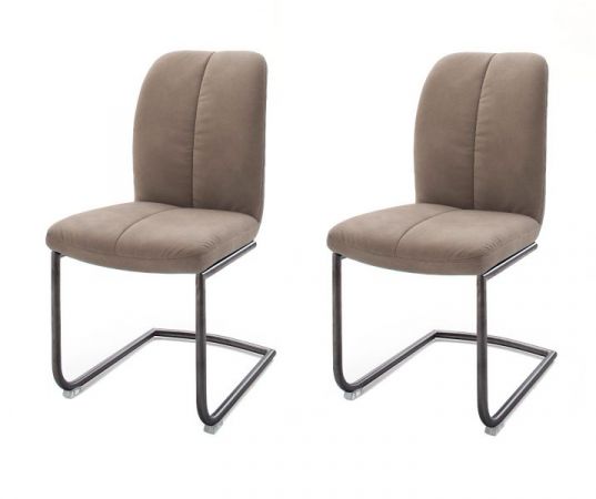 2 x Stuhl Tessera in Schlamm Kunstleder und Freischwinger Anthrazit lackiert Esszimmerstuhl 2er Set