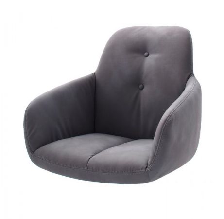 2 x Stuhl mit Armlehne Tessera in Grau Kunstleder und Kufengestell Edelstahl Esszimmerstuhl 2er Set Clubsessel