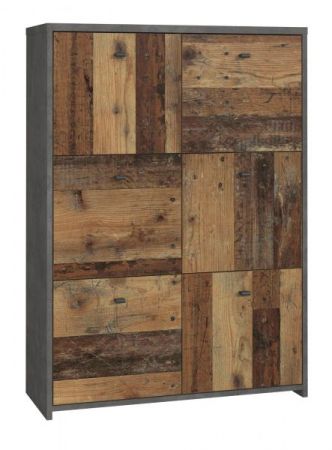 Kommode "Best Chest" in Old Used Wood Shabby mit Betonoptik grau Vintage Anrichte 77 x 113 cm