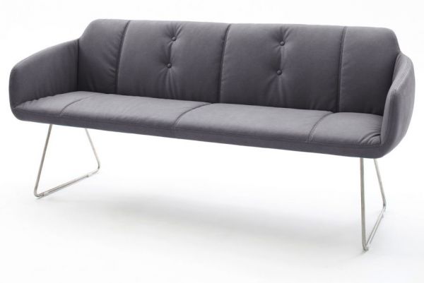 Sitzbank Tessera in Grau Kunstleder und Kufengestell Edelstahl Kchenbank Polsterbank 180 cm