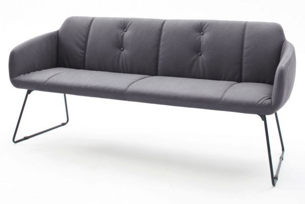 Sitzbank "Tessera" in Grau Kunstleder und Kufengestell Anthrazit lackiert Küchenbank Polsterbank 180 cm