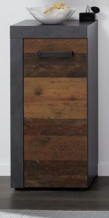 Badezimmer Unterschrank Cancun / Indy  in Old Used Wood und grau (36 x 81 cm)