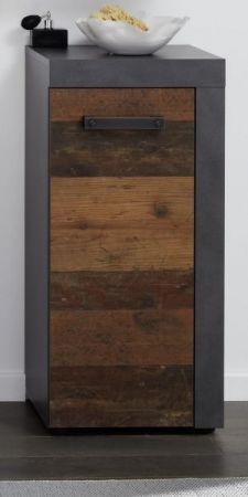 Badezimmer Unterschrank Cancun / Indy  in Old Used Wood und grau (36 x 81 cm)