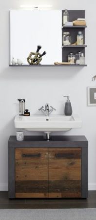 Badezimmer Spiegel Cancun / Indy in Matera grau Wandspiegel mit Ablage 72 x 57 cm