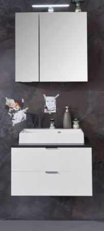Badezimmer Waschbeckenunterschrank Concept1 in wei Hochglanz und Graphit grau Badschrank 60 x 48 cm