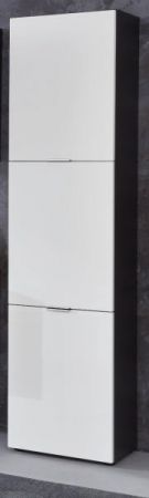 Badezimmer Hochschrank Concept1 in weiß Hochglanz und Graphit grau Badschrank 40 x 192 cm