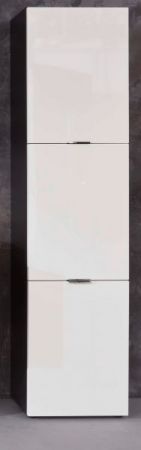 Badezimmer Hochschrank "Concept1" in weiß Hochglanz und Graphit grau Badschrank 40 x 192 cm