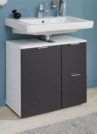 Badezimmer Waschbeckenunterschrank "Concept1" in Graphit grau und weiß Badschrank 60 x 64 cm