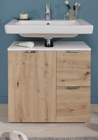 Badezimmer Waschbeckenunterschrank "Concept1" in Eiche und weiß Badschrank 60 x 64 cm