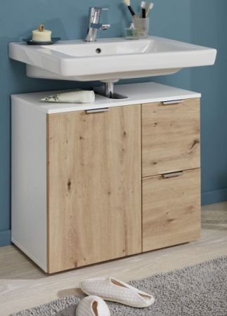 Badezimmer Waschbeckenunterschrank "Concept1" in Eiche und weiß Badschrank 60 x 64 cm