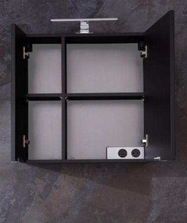 Badezimmer Spiegelschrank "Concept1" in Graphit grau Badschrank 2-türig 60 x 63 cm