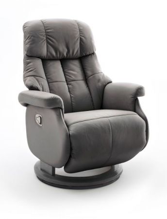 Relaxsessel Calgary L in schlamm grau und schwarz Leder Funktionssessel bis 130 kg Schlafsessel Fernsehsessel 77 x 111 cm