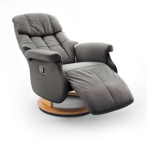 Relaxsessel Calgary L in schlamm grau und Natur Leder Funktionssessel bis 130 kg Schlafsessel Fernsehsessel 77 x 111 cm