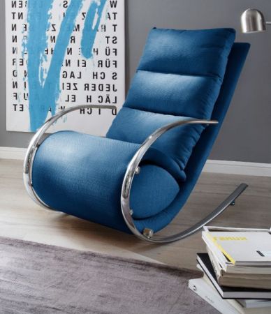 Relaxsessel Schaukelsessel "York" in blau mit Hocker Funktionssessel 67 x 111 cm Schlafsessel Fernsehsessel