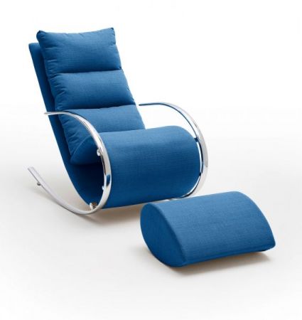 Relaxsessel Schaukelsessel "York" in blau mit Hocker Funktionssessel 67 x 111 cm Schlafsessel Fernsehsessel
