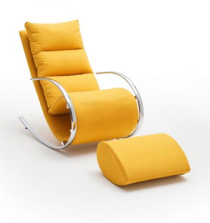 Relaxsessel Schaukelsessel "York" in gelb mit Hocker Funktionssessel 67 x 111 cm Schlafsessel Fernsehsessel
