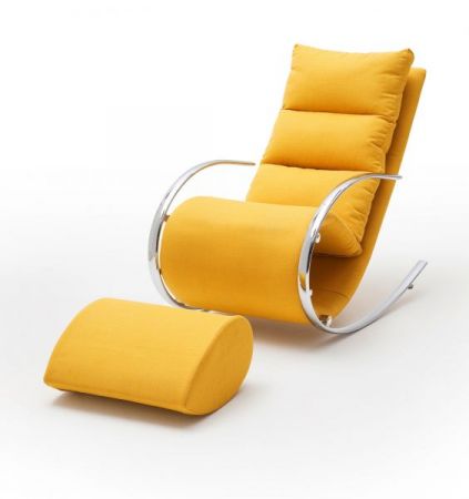 Relaxsessel Schaukelsessel "York" in gelb mit Hocker Funktionssessel 67 x 111 cm Schlafsessel Fernsehsessel