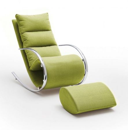 Relaxsessel Schaukelsessel "York" in grün mit Hocker Funktionssessel 67 x 111 cm Schlafsessel Fernsehsessel