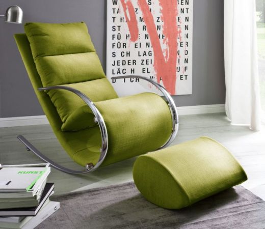Relaxsessel Schaukelsessel "York" in grün mit Hocker Funktionssessel 67 x 111 cm Schlafsessel Fernsehsessel