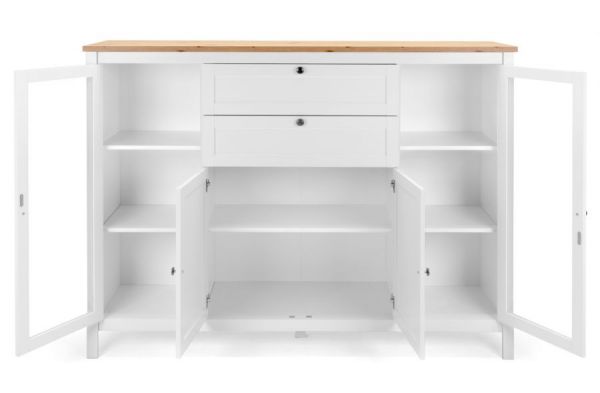 Highboard Vestland in wei und Artisan Eiche Landhaus Anrichte 160 x 120 cm Kommode