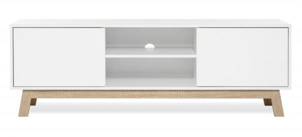 TV-Lowboard Apart in weiß und Sonoma Eiche Fernsehtisch Echtholz - Design 150 x 50 cm TV-Unterteil