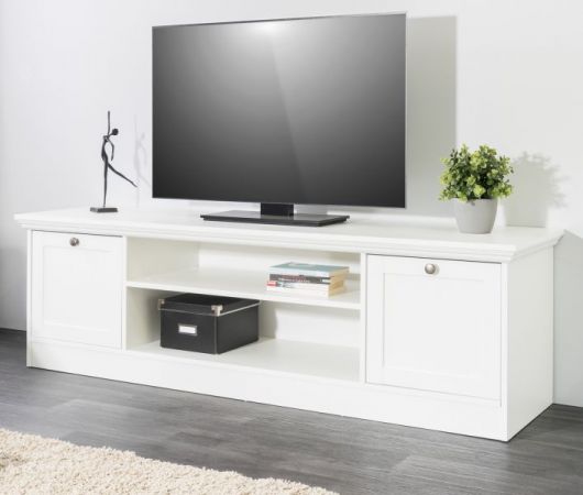 TV-Lowboard Landwood in weiß Landhaus Fernsehtisch 160 x 48 cm TV-Unterteil
