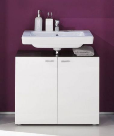 Badezimmer Waschbeckenunterschrank Tetis in weiß Hochglanz und Graphit grau Badschrank 72 x 61 cm