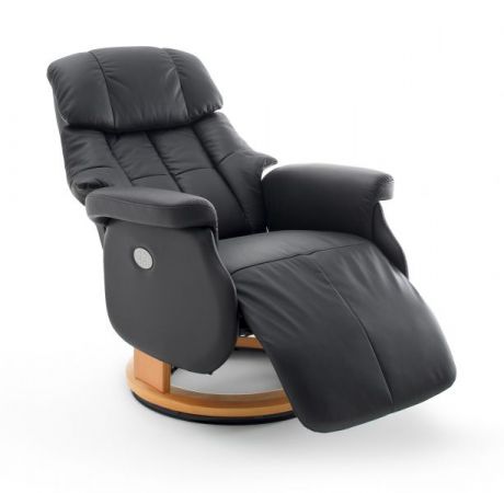 Relaxsessel Calgary XL in schwarz Leder und Natur elektrisch verstellbar Funktionssessel bis 150 kg Fernsehsessel 82 x 111 cm