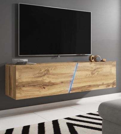 TV-Lowboard "Space" in Wotan Eiche Dekor TV Unterteil hängend / stehend 160 cm mit LED