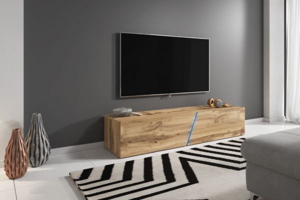 TV-Lowboard "Space" in Wotan Eiche Dekor TV Unterteil hängend / stehend 160 cm mit LED
