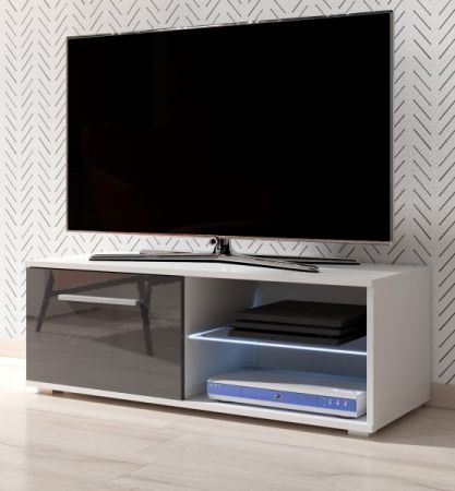 TV Lowboard Earth in grau Hochglanz und weiß mit LED Beleuchtung 100 x 36 cm