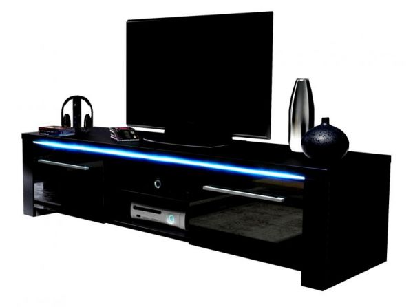 TV-Lowboard "Harlem" in schwarz Hochglanz mit LED Beleuchtung 140 x 40 cm