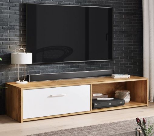 TV-Lowboard Start in Roteiche / Eiche und weiß TV-Unterteil 140 x 29 cm TV Board
