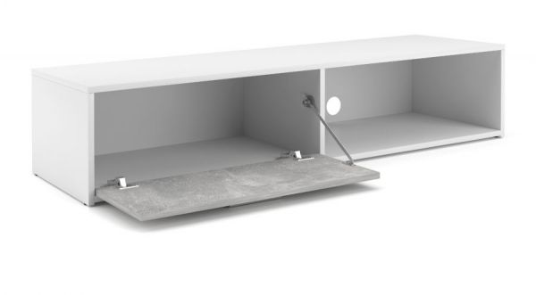 TV-Lowboard Start in Stone Design grau und weiß TV-Unterteil 140 x 29 cm TV Board Betonoptik