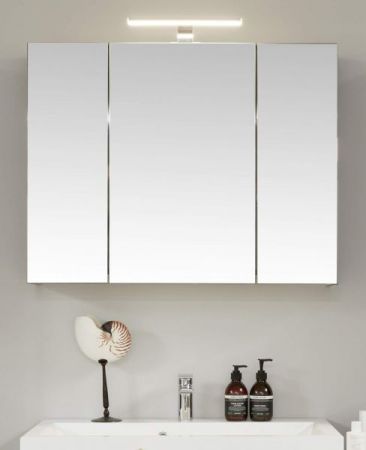 Badezimmer Spiegelschrank One in grau matt Lack 3-türig 84 x 68 cm Badmöbel