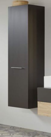 Badezimmer Hochschrank One in grau matt Lack Badschrank mit Spiegel innen 35 x 160 cm Badmöbel