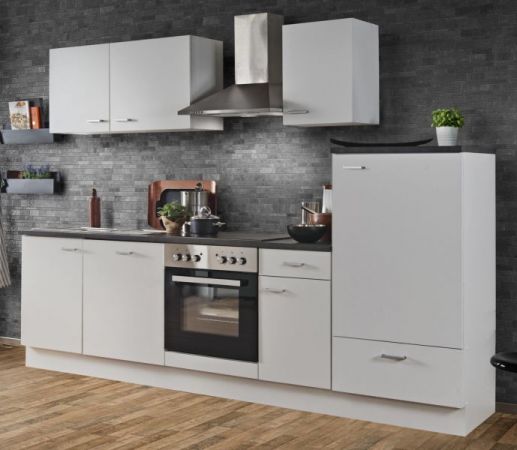 Küchenblock "White Classic" in weiß Einbauküche inkl. E-Geräte und Geschirrspüler 270 cm