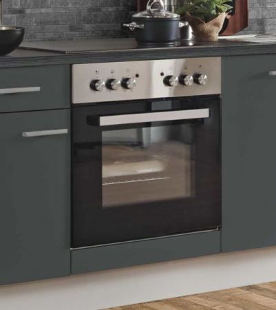 Küchenblock Einbauküche "White Classic" Graphit grau inkl. E-Geräte und Geschirrspüler 280 cm