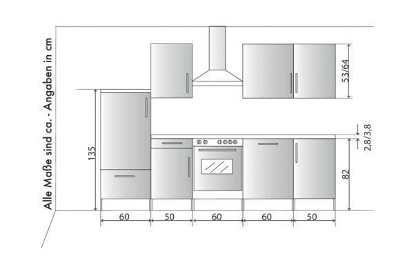 Kchenblock White Classic in Graphit grau Einbaukche inkl. E-Gerte und Geschirrspler 280 cm