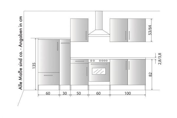 Kchenblock White Classic in wei Einbaukche inkl. E-Gerte und Apothekerschrank 300 cm