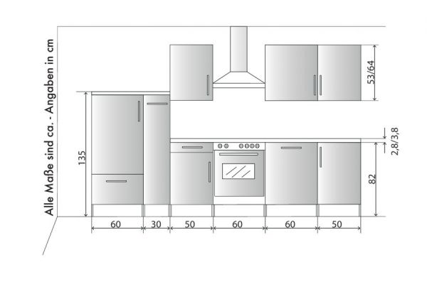 Kchenblock White Classic in Graphit grau Einbaukche inkl. E-Gerte + Geschirrspler und Apothekerschrank 310 cm